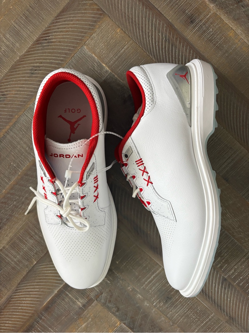 Jordan ADG 5 Golf Shoes White/Red/Gray Leather Men's US 10 FQ6642-101